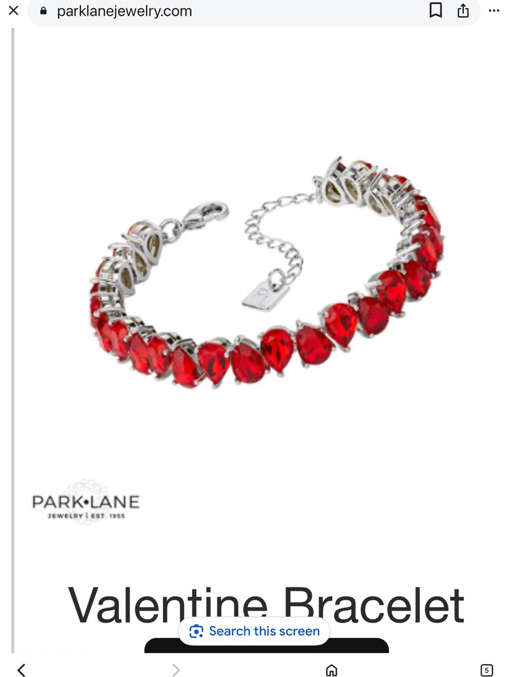 Park Lane Red Teardrop Crystal Bracelet valentine